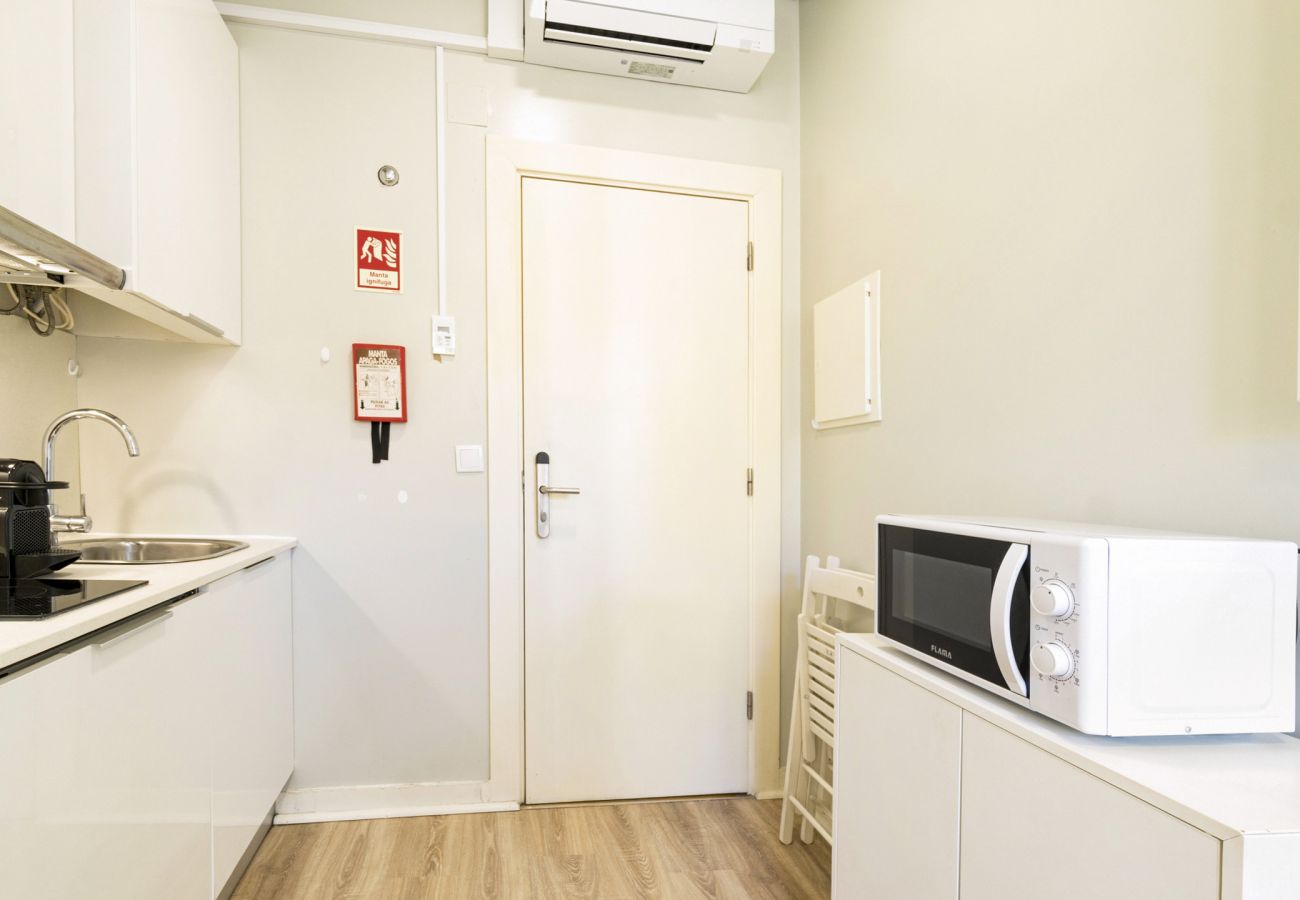 Cozinha, apartamento T1 standard, alojamento Janelas Verdes,  Lisboa