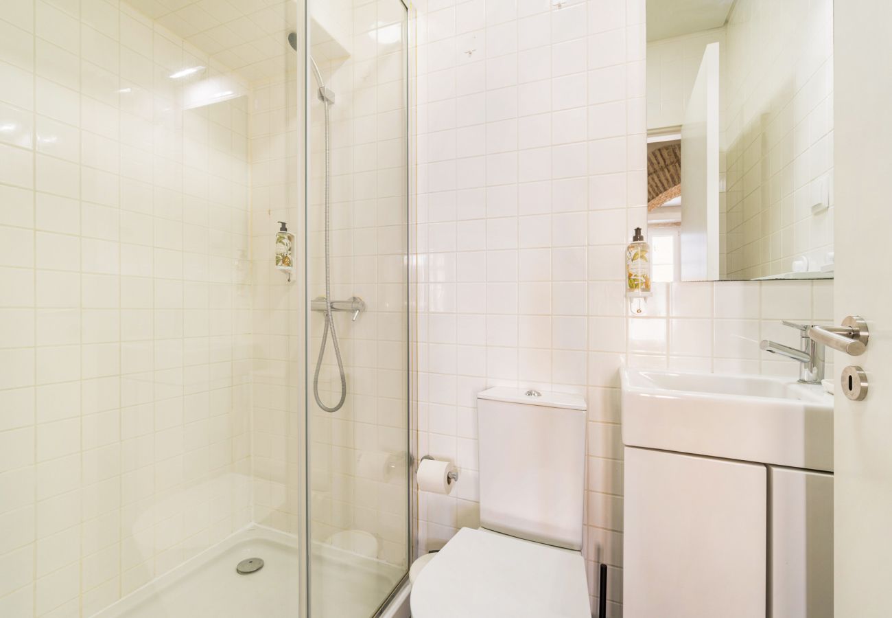 Bathroom, executive one bedroom apartment, accommodation Janelas Verdes, Lisbon